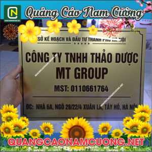 biển tên công ty mica nhũ đồng